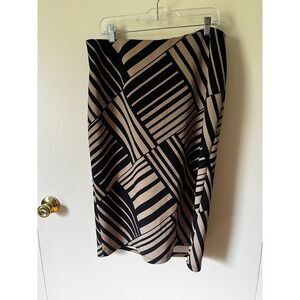 Cato Woman Tan Black Geometric Striped Pencil Skirt Plus Size 14/16W Midi Skirt